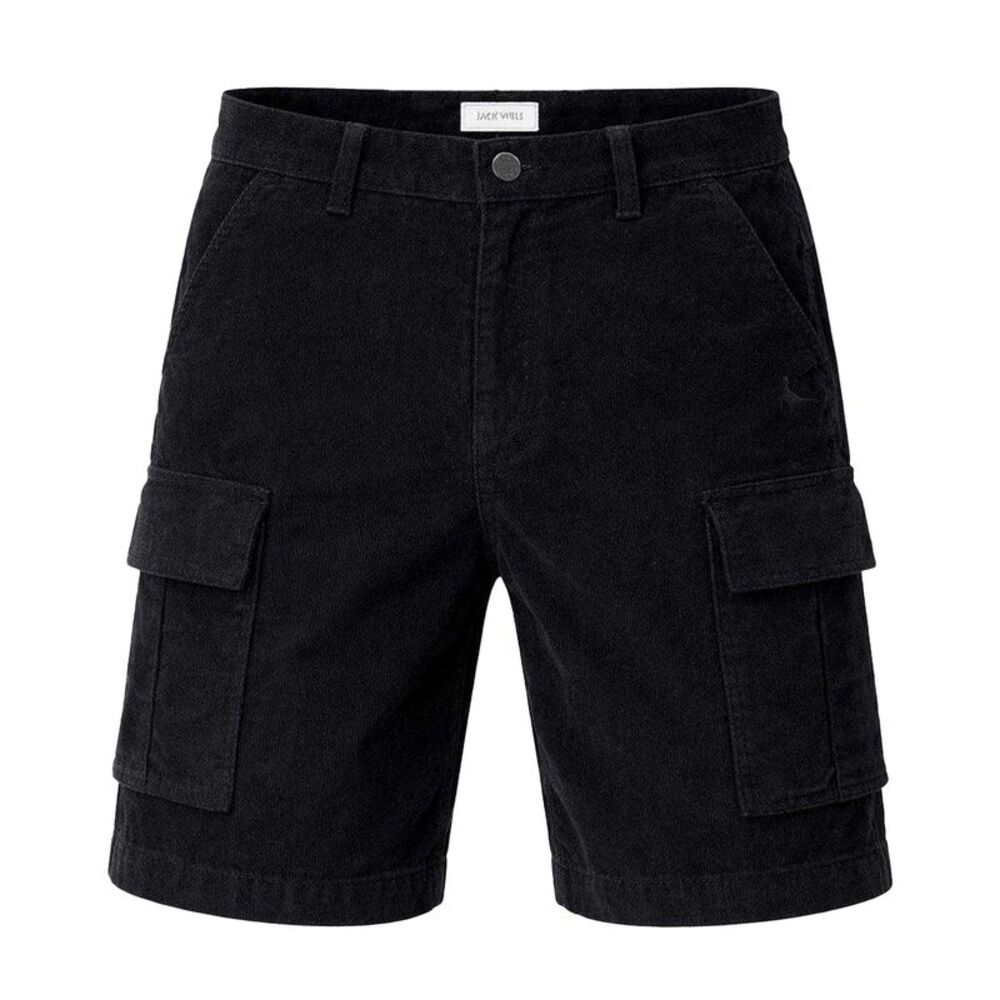 Jack Wills Mens Cotton Plain Cargo Shorts / Black